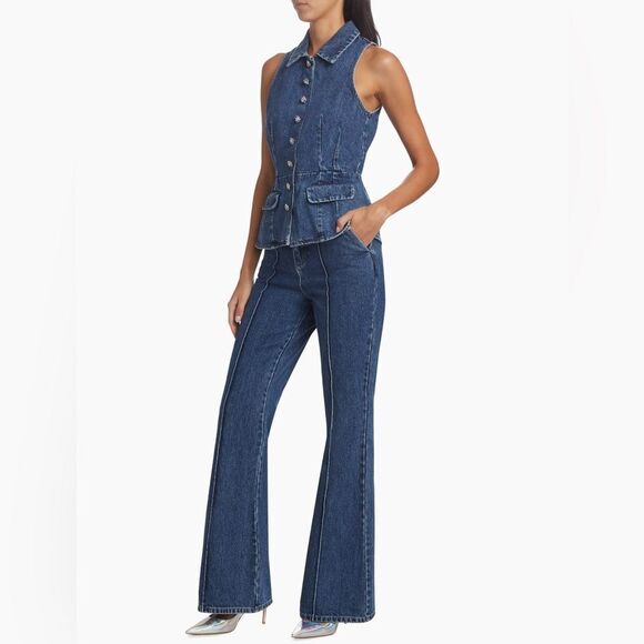 Self-Portrait  Two-Piece Denim Jumpsuit size 2 - Picture 3 of 16